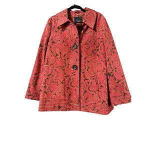 Talbots Tapestry Swing Jacket M 100% cotton Holiday classic old money mature